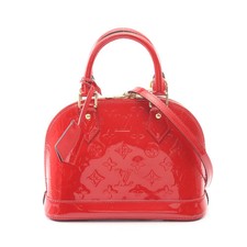 LOUIS VUITTON Alma BB Monogram Vernis Pommes d'Amour Handbag Leather Red #RC3282