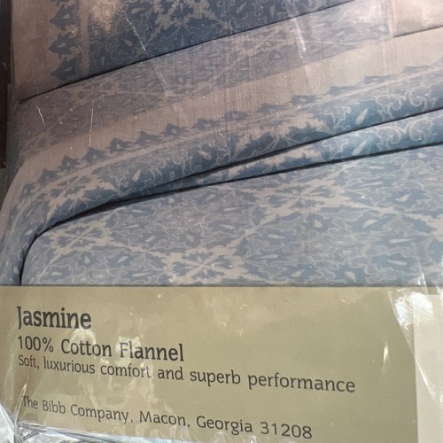 Vtg Rare Dream Styles 4-Piece Full Cotton Flannel Sheet Set New USA Jasmine Blue - Picture 4 of 8