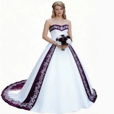 Purple Gothic Wedding Dress With Embroidery Sweetheart Destination Beach Bridal