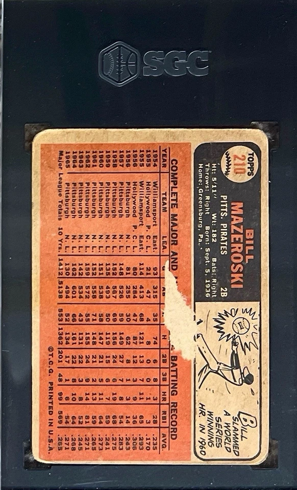 1966 Topps Venezuelan - #210 Bill Mazeroski - SGC 1 - Image 2 of 2