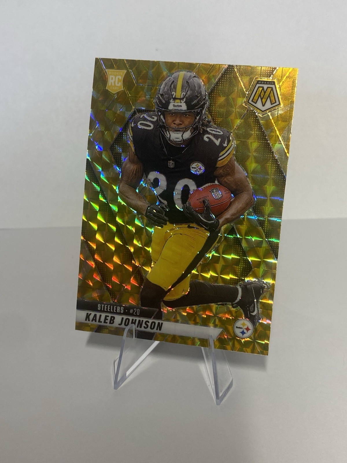 2025 Panini Mosaic Kaleb Johnson Mosaic Reactive Yellow prizm #315 Steelers
