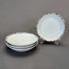 Empress China Regent Platinum Scrolls Dessert Sauce Fruit Bowls 5 1/2" Set of 4