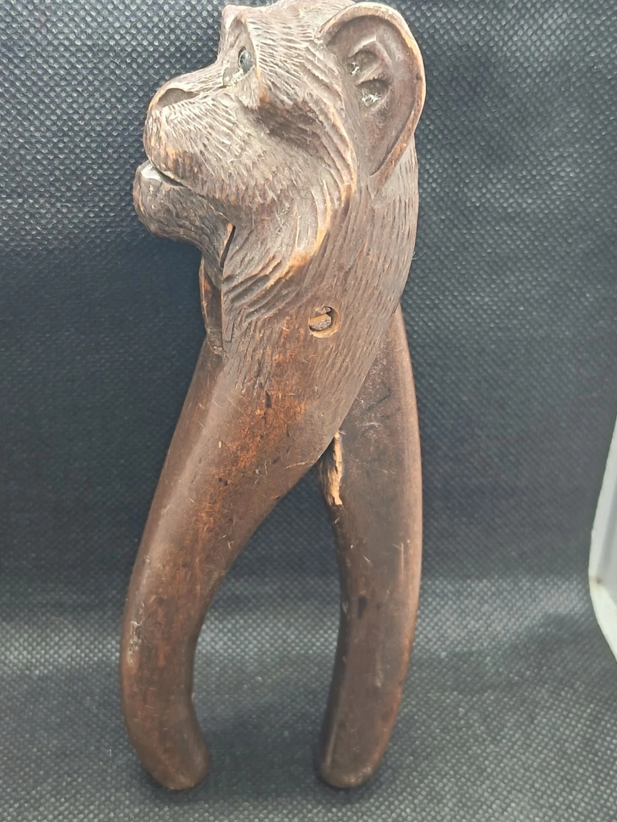 Antique Wood Nutcrackers Zoomorphic Sculpture Of A Monkey Head.