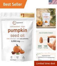 Max Strength Pumpkin Seed Oil 3000mg with Saw Palmetto | 300 Potent Softgels