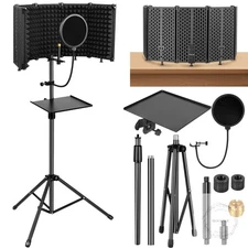 Microphone Stand With Isolation Shield,Recording Studio Equipment With Pop Filte