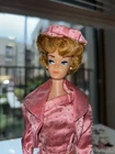 Vintage 1962 Mattel Bubble Cut Ash Blonde #850 In Sparkling Pink Satin Glitter