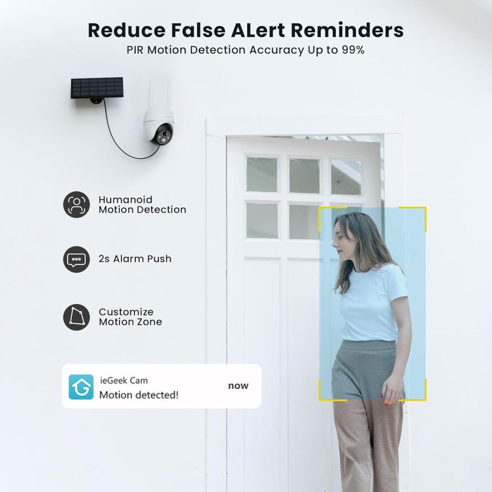 ieGeek 5MP Solar-Powered 360° Security Camera, with Spotlight/Siren, Color Night