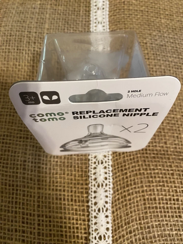 Pezones de repuesto de silicona para biberón Comotomo 2 orificios flujo medio x2 Foto 2 de 4