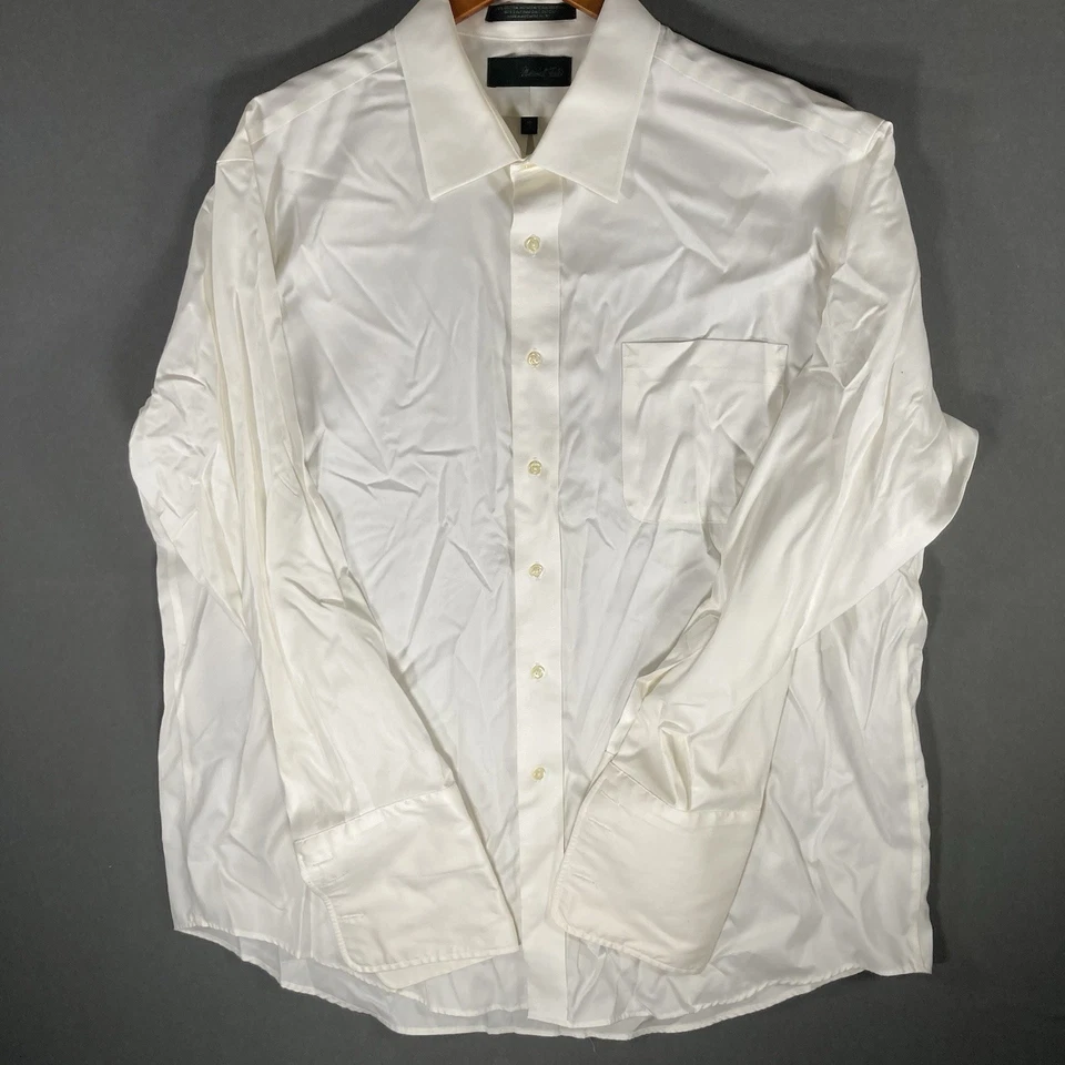 Camisa de Vestir Marshall Fields Abotonada Blanca Bolsillo Formal Talla 18 34/35 Foto 2 de 4