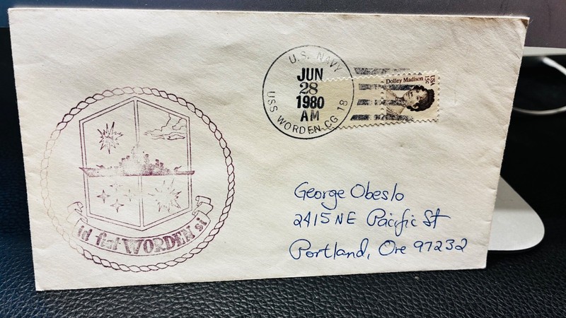 1980 ship cachet & cancel of USS Worden (CG18), cruiser