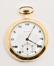 1919 Hamilton 17 Jewel Open Face Gold Filled Pocket Watch WATCH412