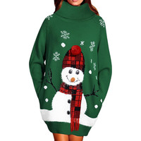Damen-Strickkleid Oversize Weihnachtlich Christ Weihnachten GrüN M
