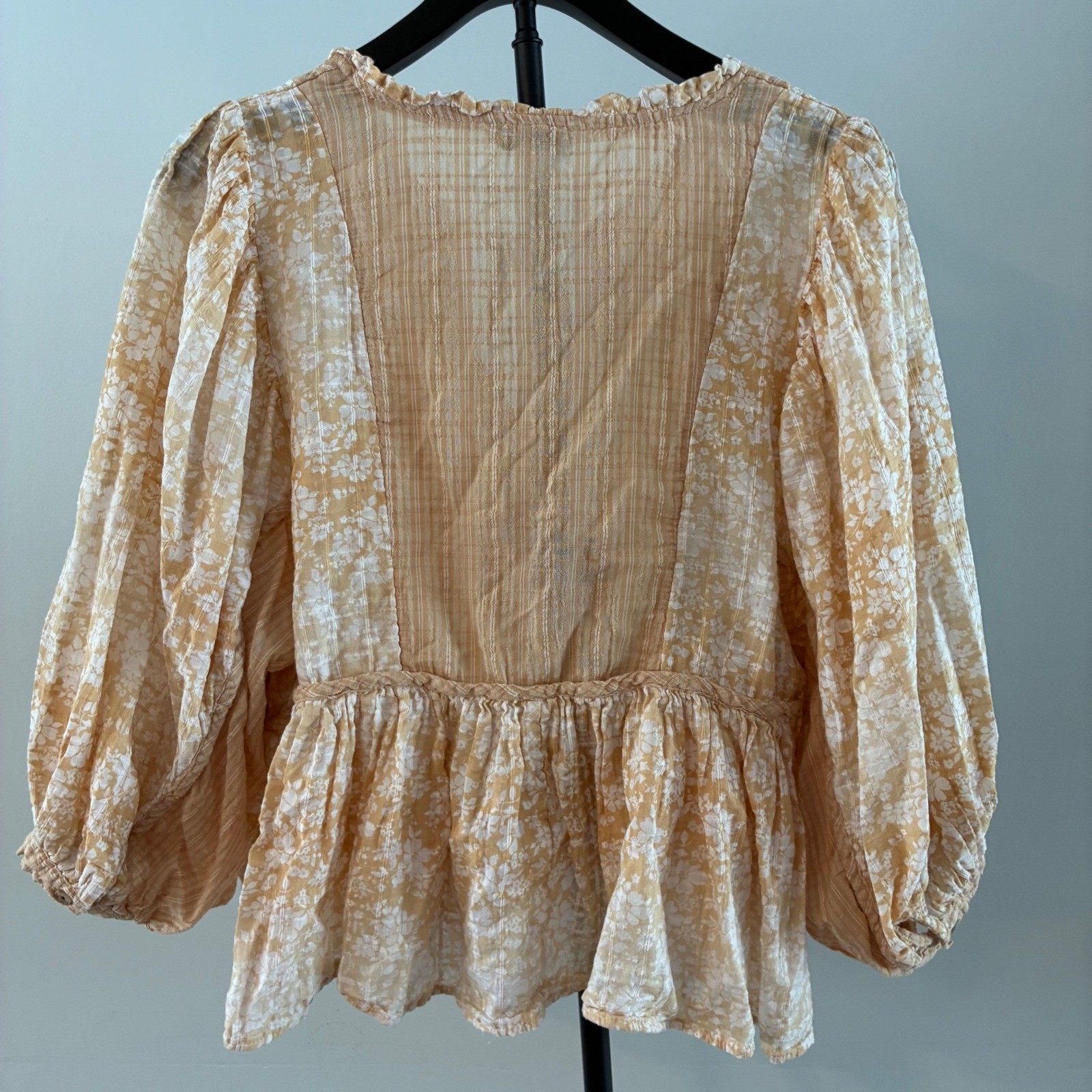 American Eagle Patchwork Floral Plaid Babydoll Bl… - image 7