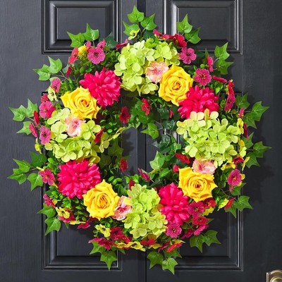 MARTINE MALL Spring Wreaths for Front Door 24 Inch Large Spring Summer Door W...