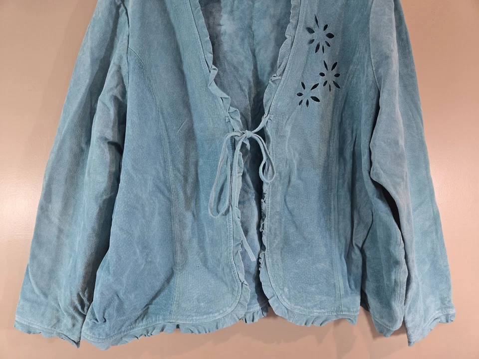 C. J. Банки кожаный бирюзовый галстук спереди блейзер кардиган размер 2 X офис карьера церковь - Изображение 3 из 4