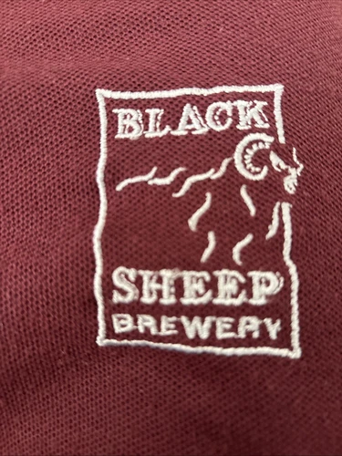 RARE BLACK SHEEP BREWERY Burgundy EMBROIDERED LOGO POLO SHIRT Size L JERZEES - Picture 2 of 8