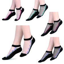 Benefeet Sox Womens Girls Black Sheer Socks Lace Mesh Ankle Socks Novelty Flo...