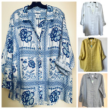 NWT Linen Front button Sigrid Olsen/Halston Multicolor Tunic Sz XL, 1X, 2X, 3X