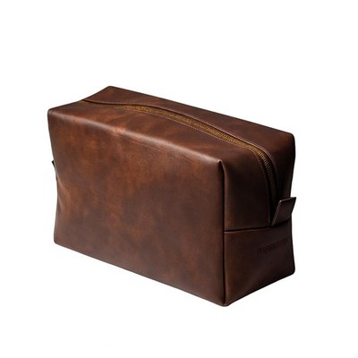 RUBAB MEN Premium Toiletry Kit Bag | Waterproof Vegan Leather Pouch Tan Brown