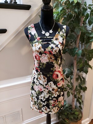 Blue Rain Womens Multi Floral Sleeveless Summer V Neck Knee Length Dress  Size S | eBay