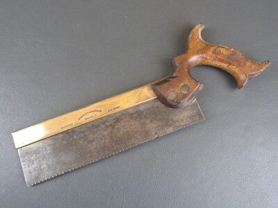 Vintage 9'' brass backed dovetail tenon saw old tool by Drabble & Sanderson