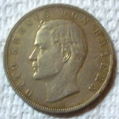 1908-D BAVARIA - DREI 3 MARK - OTTO I - .900 SILVER CROWN - 1/2 Oz - HIGH GRADE