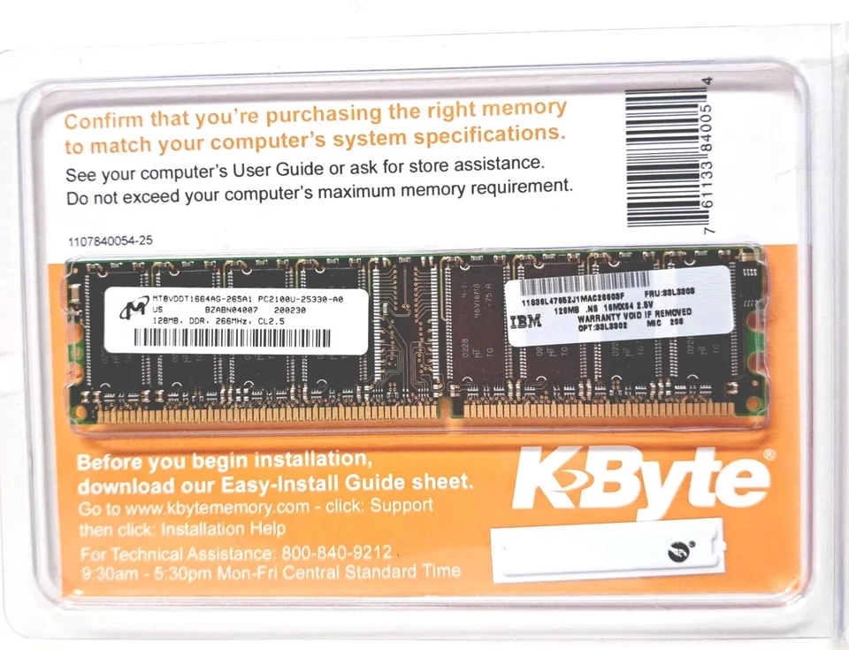 NEW KByte Computer Memory Upgrade 512MB DDR PC3200/2700 PC400/333 184 Pin DIMM  - Image 2 of 3
