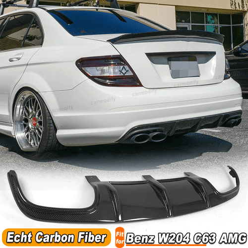 Für Mercedes W204 C63 AMG 09-11 Carbon Heckdiffusor Heckansatz Spoiler Diffusor  - Bild 1 von 10