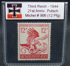 Nazi Germany WW2 Stamp 1944 21st Putsch Anniversary Reichspfennig Rare Artifact