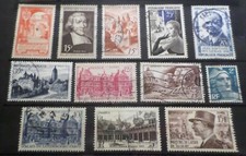 FRANCE LOT timbres STAMPS ANNEES 1940/59 oblitérés CELEBRITES' EVENEMENTS 2024D