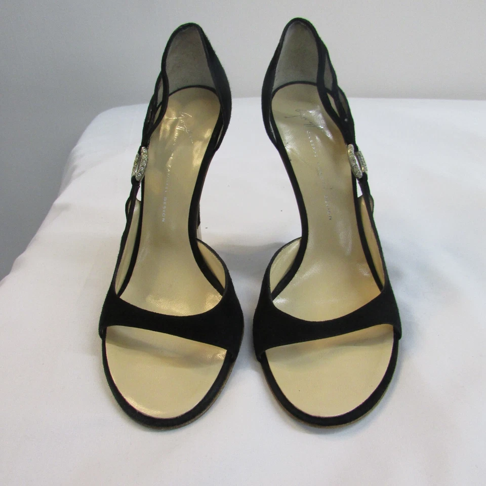 Giuseppe Zanotti дизайн, женщин черный подлинный замшевый каблук Elle 110 Sandlo размер 7,5 - Изображение 4 из 4