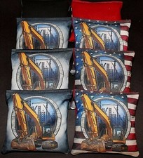 Custom USA Construction Machine Operator cornhole 8 ACA regulation bags B73