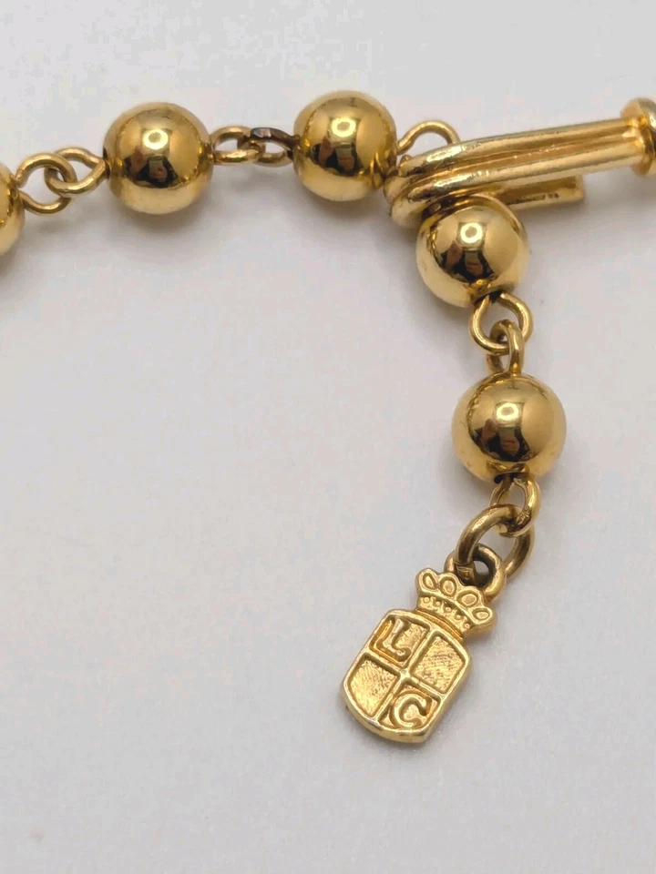 Gargantilla collar cierre gancho cuentas tono dorado Liz Claiborne vintage años 80 18,5 " Foto 3 de 4