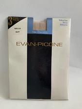 Evan-Picone Pantyhose Sheer Leg Reinforced Panty & Toe Size C/D  Buff 3 Pack