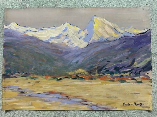 CLAUDE MONET Zeichnung UND Gemälde auf altem Papier signiert gestempelt Vintage