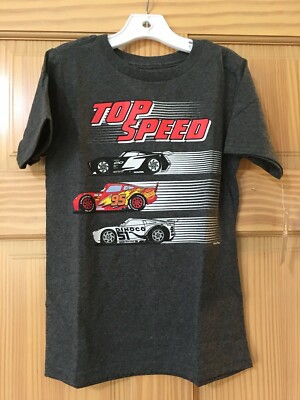 NWT Disney Store Cars Boy Tee Shirt Top Lightning McQueen Gray