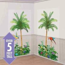 Palm Tree Luau Beach Scene Setter Theme Party Decoration Wall Decorating Kit