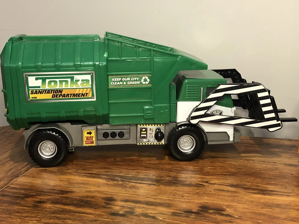 Camión de basura Funrise Tonka 2011 verde y naranja 2002 residuos sanitarios 16" Hasbro Foto 2 de 4