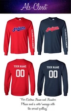 Cleveland Indians Logo Baseball Long Sleeve Shirt with Custom Name Next Day Ship