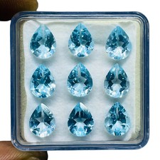 VVS 9 Pcs Natural Sky Blue Topaz 9x7mm Pear Cut Top Quality Loose Gemstones Lot