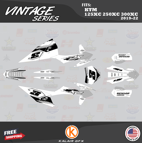 Graphics Kit for KTM 125XC 250XC 300XC 2019 2020 2021 2022 Vintage - WHITE - 第 1/6 張圖片