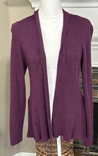 Eileen Fisher Purple Cardigan Sweater Open Front Medium Fall Casual Petite Large