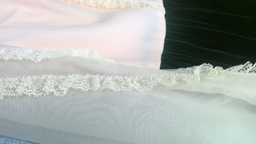 Vintage 70s Embroidered Lace Dress Green Velour Victorian Maxi Siro - Picture 8 of 10
