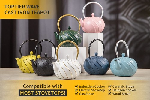 Stovetop Tea Kettle TOPTIER Japanese Cast Iron Tea Kettle with Infuser for Lo... - Picture 3 of 7