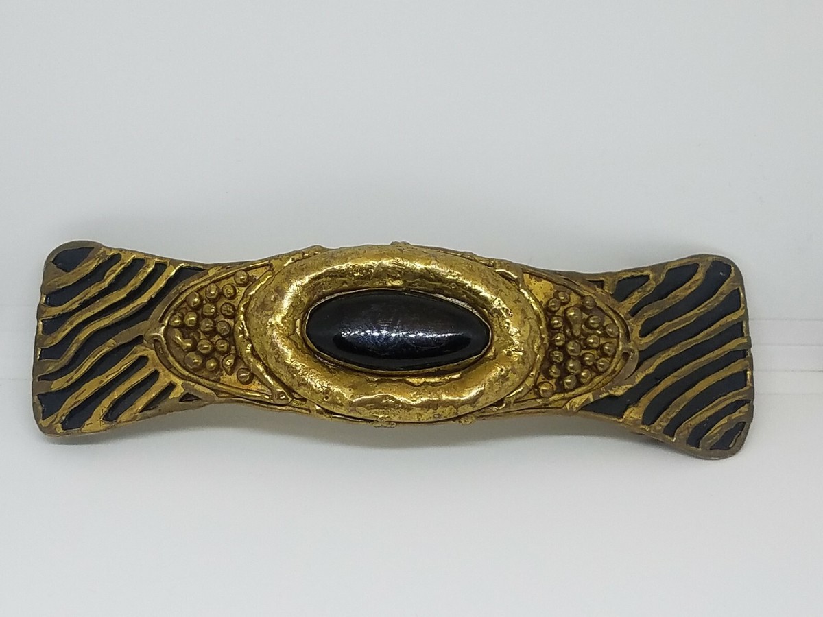 Signed Luciano Huge Belt Buckle Brutalist Brass Silver Modernist ? Awsome! Vintage 1980 main image 2