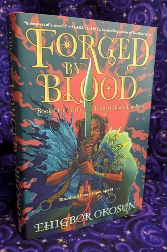 SIGNED Forged by Blood by Ehigbor Okosun, LitJoy 1st ed. HC & DJ & Sprayed edges
