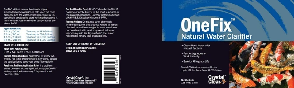 1 Gallon OneFix Pond Water Treatment - Safe for All Aquatic Life, 48,000 Gal - Image 4 of 4