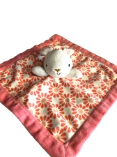 Levtex 12" x 12"  Pink White Floral Bunny Rabbit Lovey Security Blanket