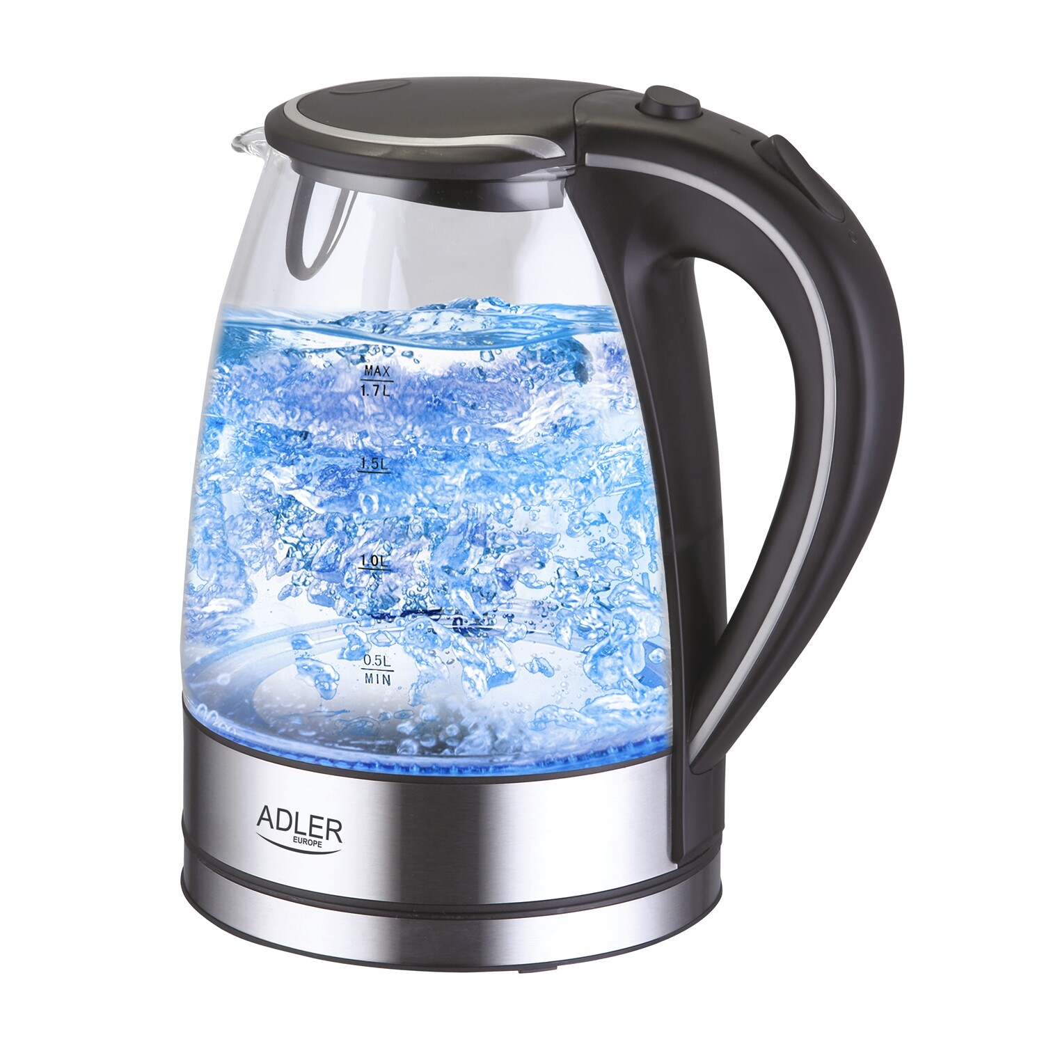 Bouilloire électrique 1.7L Adler pour faire bouillir l'eau rapidement sans aucun goût de plastique