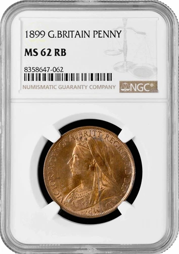 Great Britain 1 penny 1899, NGC MS62 RB, "Queen Victoria (1838 - 1901)"
